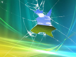 3D broken screen digital wallpaper, bliss, Vista, Microsoft Windows