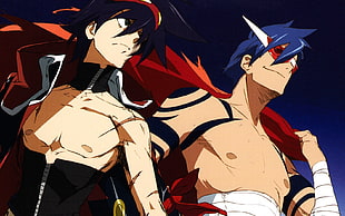 two male anime character wallpaper, Tengen Toppa Gurren Lagann, Simon, Kamina HD wallpaper