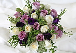 white and purple Rose flowers bouquet