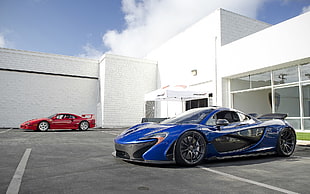 blue and black luxury car, car, Ferrari, Ferrari F40, McLaren