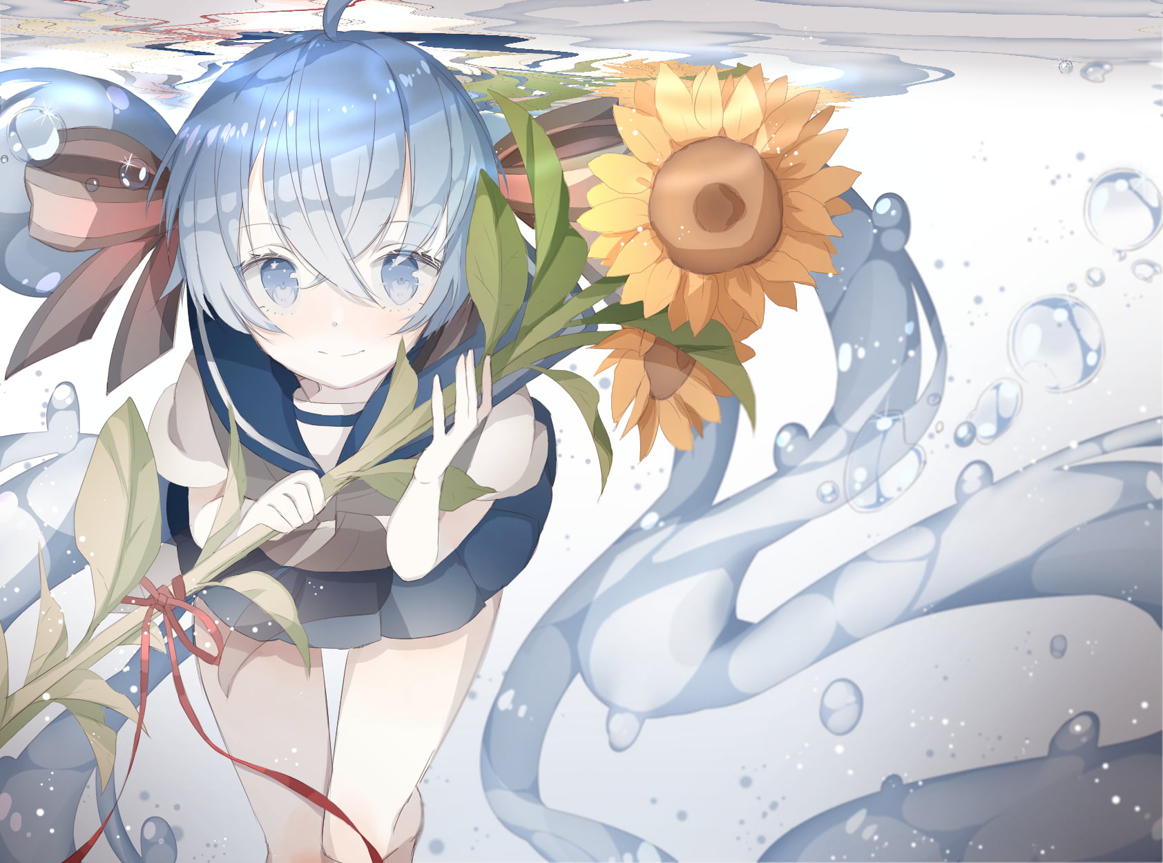 white and blue floral ceramic plate, Hatsune Miku, long hair, twintails, Vocaloid
