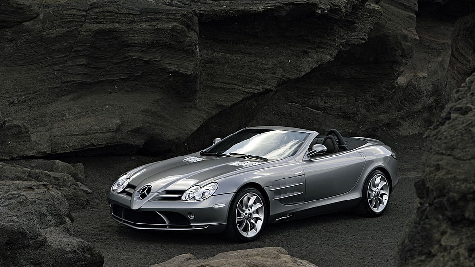 gray Mercedes-Benz convertible coupe, Mercedes SLR, silver cars, car, vehicle HD wallpaper