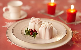 mistletoe on white ceramic plate