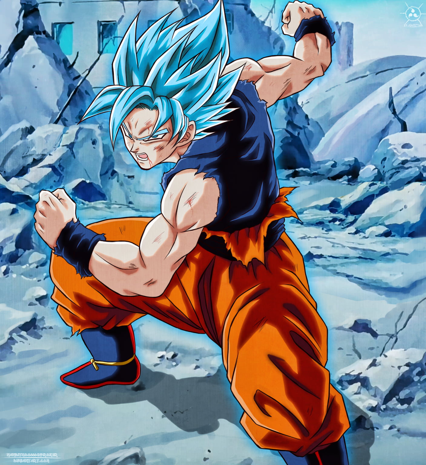 Goku ssj blue, anime, ball, dragon, super, HD wallpaper