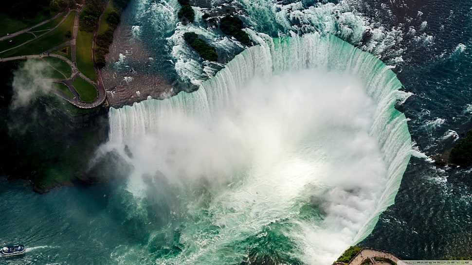 aerial photography of waterfalls, waterfall, aerial view, Niagara Falls, landscape HD wallpaper