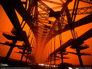 black and brown metal frame, National Geographic, bridge, traffic, Sydney