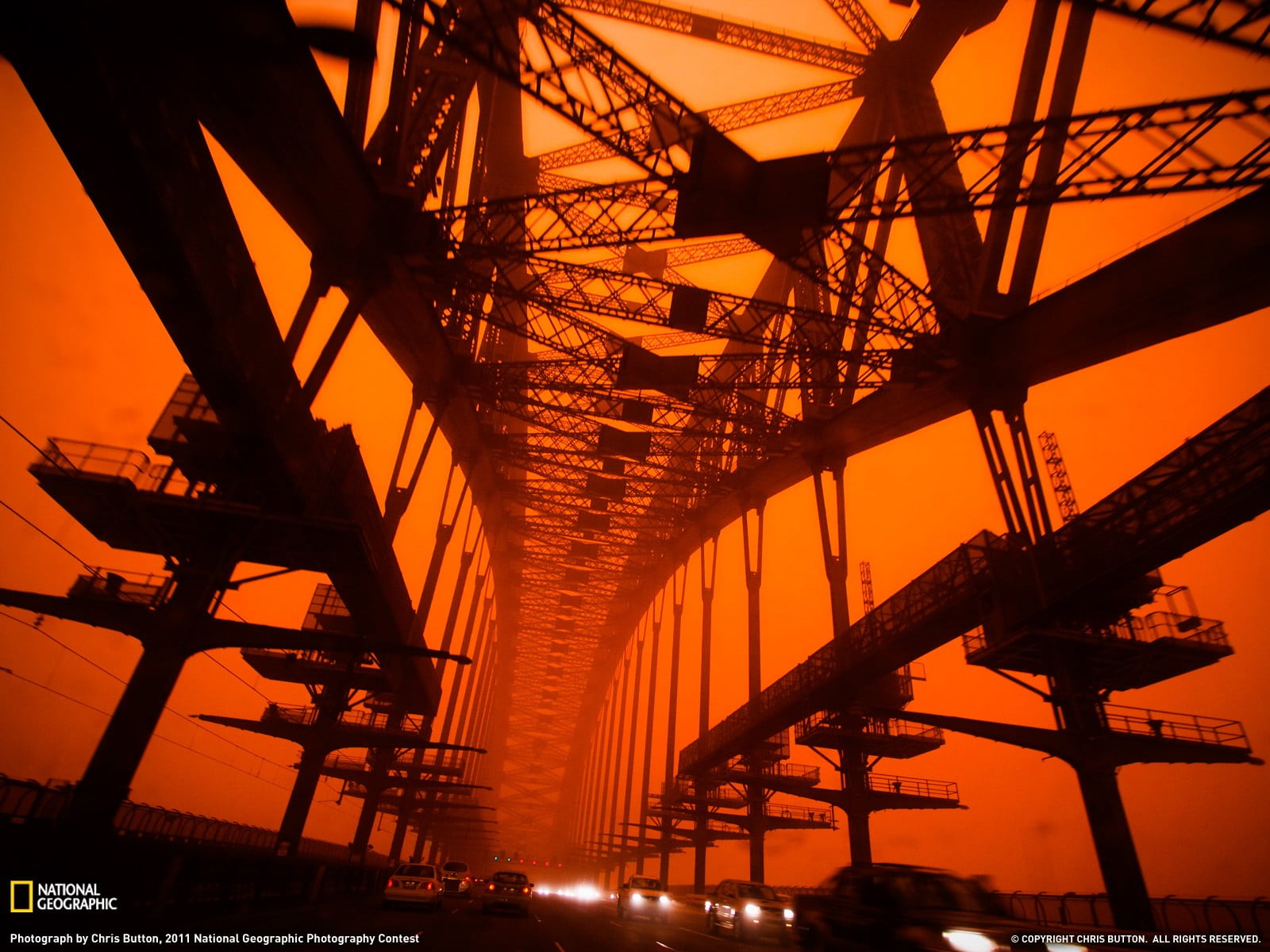 black and brown metal frame, National Geographic, bridge, traffic, Sydney