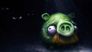 green Angry bird pig HD wallpaper