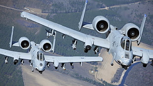 two white fighter planes, airplane, military, Fairchild Republic A-10 Thunderbolt II, Warthog