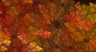 orange, red, and beige foliage painting
