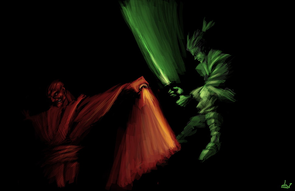 two red and green animated characters, Jedi, Sith, Star Wars HD wallpaper