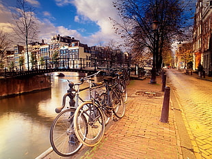 Amsterdam,  Bicycles,  Street,  Night HD wallpaper