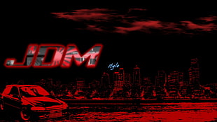 red and black background with JDM text overlay, JDM, Japan, Honda Civic
