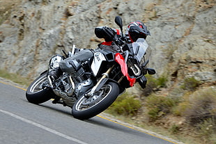 black, red, and white sports bike, BMW, GS 1200R, desert, motorcycle