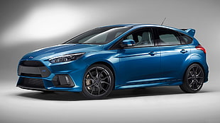 blue 5-door hatchback, Ford Focus RS, car, blue cars HD wallpaper