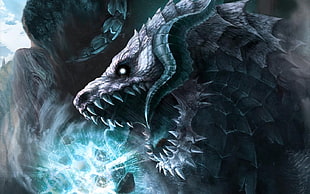 blue dragon illustration, dragon HD wallpaper