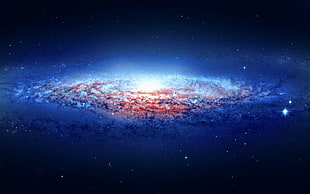 red and blue milky way HD wallpaper