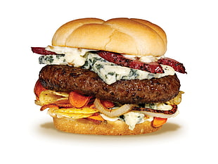 hamburger with cheese and bacon HD wallpaper