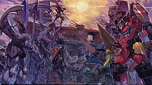 assorted robots under sun illustration, Tengen Toppa Gurren Lagann