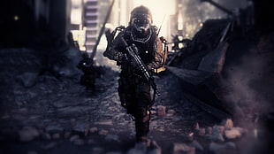 man holding gun film still, video games, Call of Duty: Advanced Warfare, PC gaming, machine gun HD wallpaper