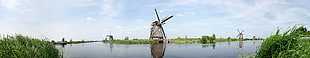 grey windmill, Netherlands, Dutch, windmill, grass