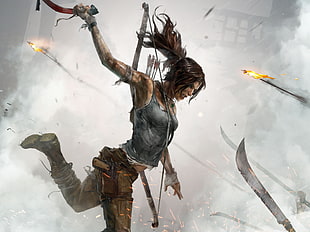 woman holding sickle 3D wallpaper, Tomb Raider