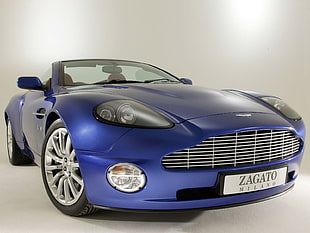 blue Aston Martin Vanquish Zagato Milano HD wallpaper