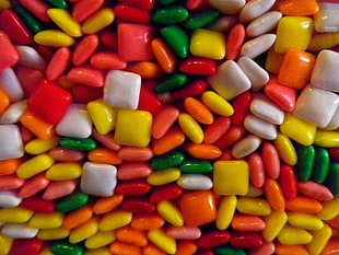 assorted red, yellow, and orange candies