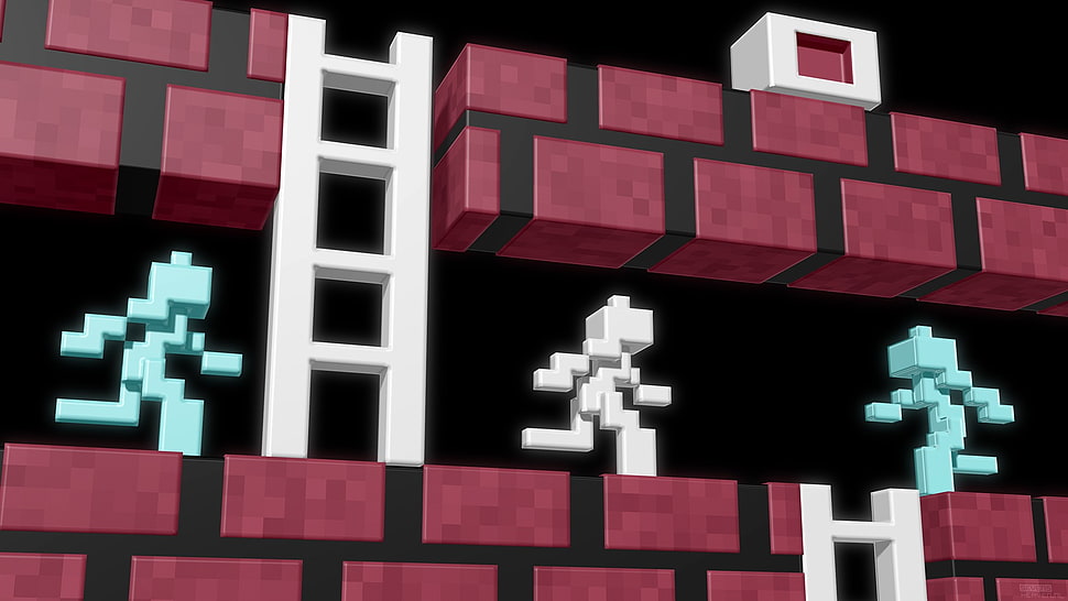 game application wallpaper, pixels, 3D, black background, cube HD wallpaper