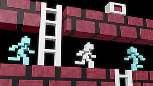 game application wallpaper, pixels, 3D, black background, cube