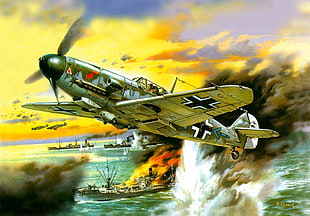 grey and black fighter aircraft digital wallpaper, Messerschmitt, Messerschmitt Bf-109, World War II, Germany HD wallpaper