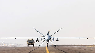 white airliner, military aircraft, sky, drone, MQ-9 Reaper