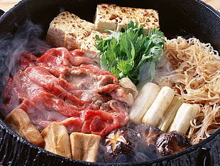 tofu with grilled beef and noodles, food, meat, tofu, noodles