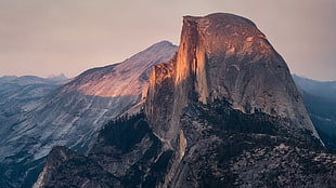 two mountains, sunset, mountains, landscape, Half Dome