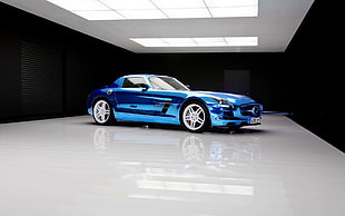 blue Volkswagen Beetle die-cast model, car, Mercedes-Benz, electric car, Mercedes SLS HD wallpaper