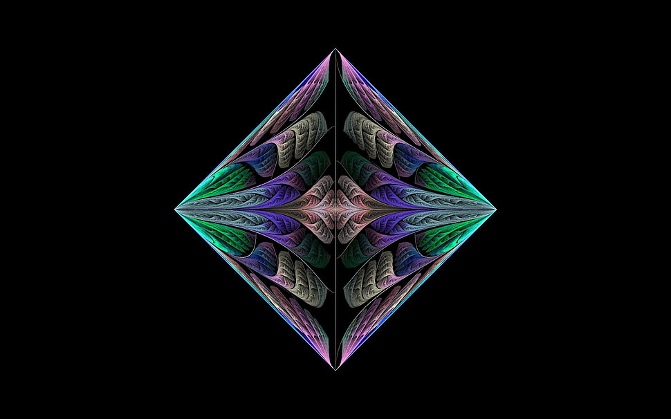 purple and green pyramid abstract digital wallpaper HD wallpaper