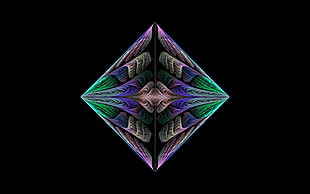purple and green pyramid abstract digital wallpaper