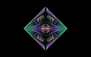 purple and green pyramid abstract digital wallpaper