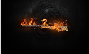 green AWP with flame illustration HD wallpaper