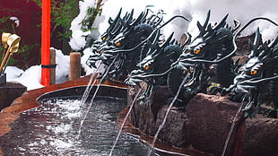 dragon head fountain, Fountain, Dragons, Water HD wallpaper