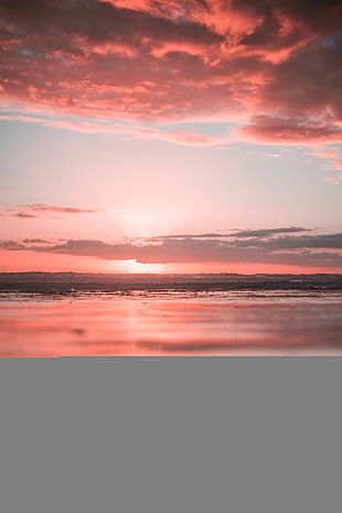 sunset view, Sunset, Ocean, Horizon HD wallpaper
