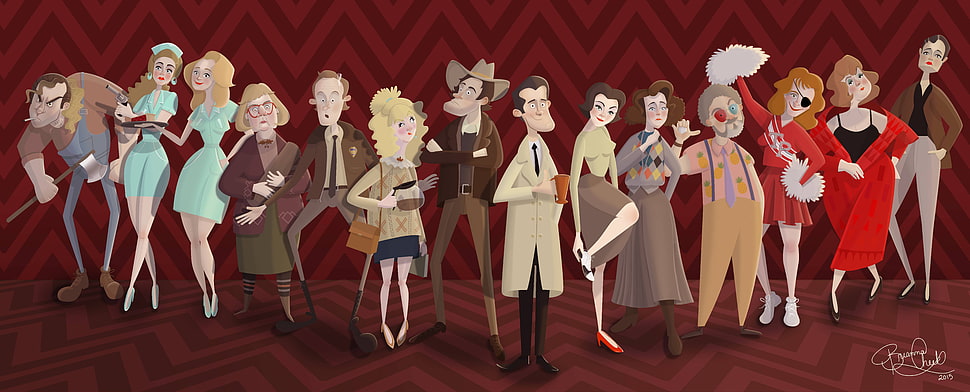 group of male and female character illustration, twin peaks HD wallpaper