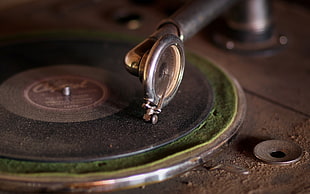 black and green vinyl player, music, phonographs, gramophone, vintage