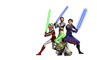 four Star Wars character illustration, Star Wars HD wallpaper