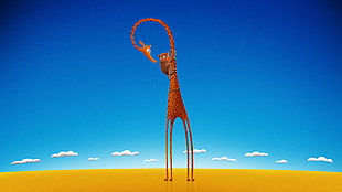 giraffe cartoon character illustration, giraffes, lemurs, artwork, animals HD wallpaper