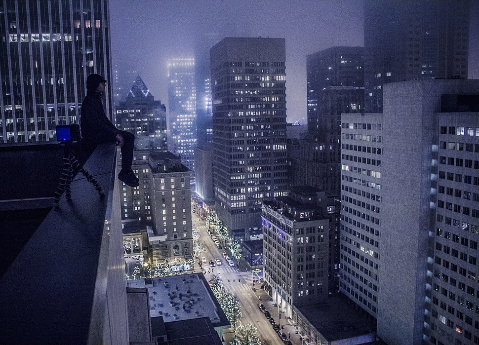 skyscrapers, cityscape, night HD wallpaper