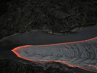 black textile, nature, lava, burning, rocks HD wallpaper