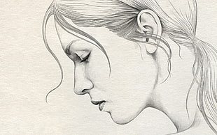 woman facing side portrait sketch