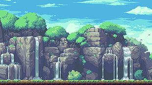 trees and waterfalls game wallpaper