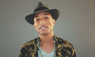 man wearing brown and green camouflage top and hat